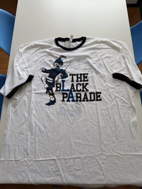 Tultex White Ringer Tee with Black and Blue The Black Parade Graphic